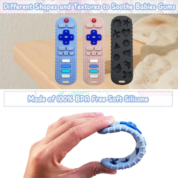 NEW Baby Teether Toys - TV Remote Control Shape Silicone Toddler Teething Toys - Picture 3 of 9